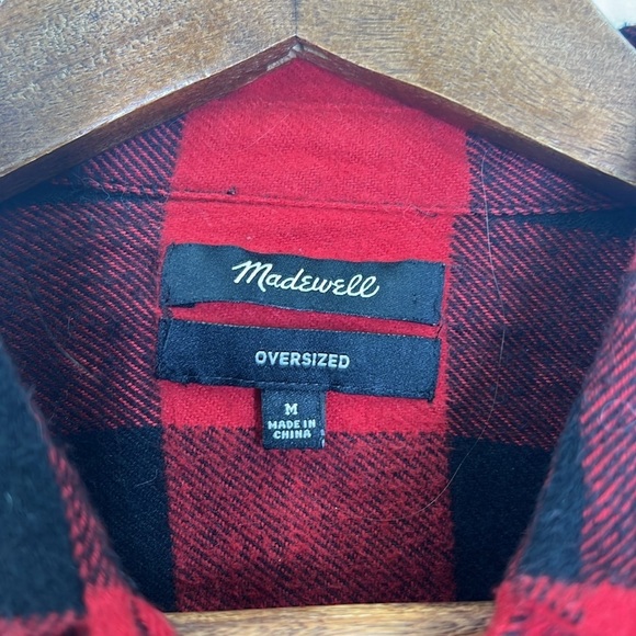 Madewell - Oversized Ex - Boyfriend Side Placket Buffalo Check Button Down Med - Picture 8 of 10